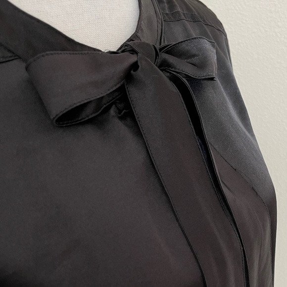 Black Button Down Blouse with Beautiful Bow - Picture 7 of 14